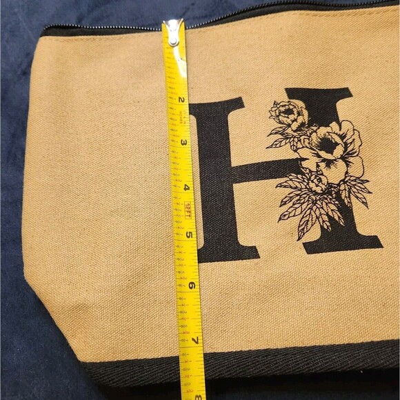 Monogrammed Initial Letter H Canvas Tote Makeup Beach Bag Sun Hat Gift Set Box - Picture 8 of 16